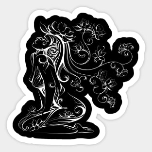 flower woman abstract art white version Sticker